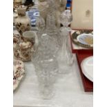 FIVE CUT GLASS DECANTERS OF VARYING SIZES