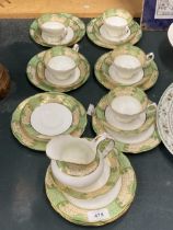 A VINTAGE JENNERS PART CHINA TEASET TO INCLUDE A CREAM JUG, CUPS, SAUCERS AND SIDE PLATES
