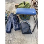 AN ASSORTMENT OF CAMPING ITEMS TO INCLUDE CHAIRS, TABLES AND A TENT ETC