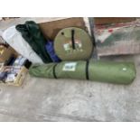 AN ASSORTMENT OF CAMPING ITEMS TO INCLUDE A POP UP TENT AND A SIX MAN TENT ETC