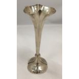 A LONDON HALLMARKED SILVER BUD VASE, WEIGHTED BASE