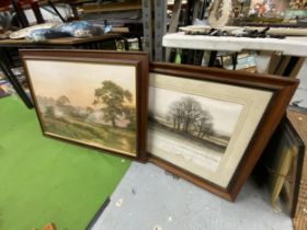TWO VINTAGE FRAMED PRINTS OF COUNTYSIDE SCENES