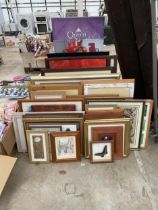 A LARGE ASSORTMENT OF FRAMED PRINTS AND PICTURES