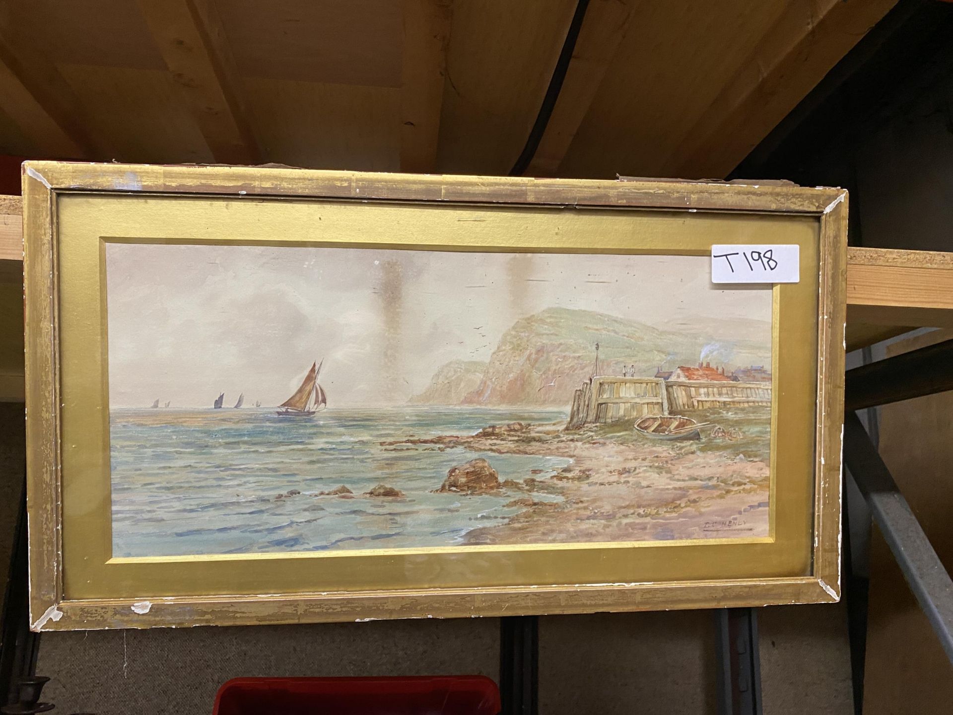 A PAIR OF GILT FRAMED WATERCOLOURS OF LAKE SCENES, SIGNED T.C HENLY - Image 3 of 4