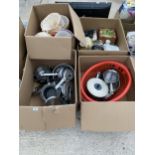 AN ASSORTMENT OF HOUSEHOLD CLEARANCE ITEMS TO INCLUDE POTS AND PANS ETC