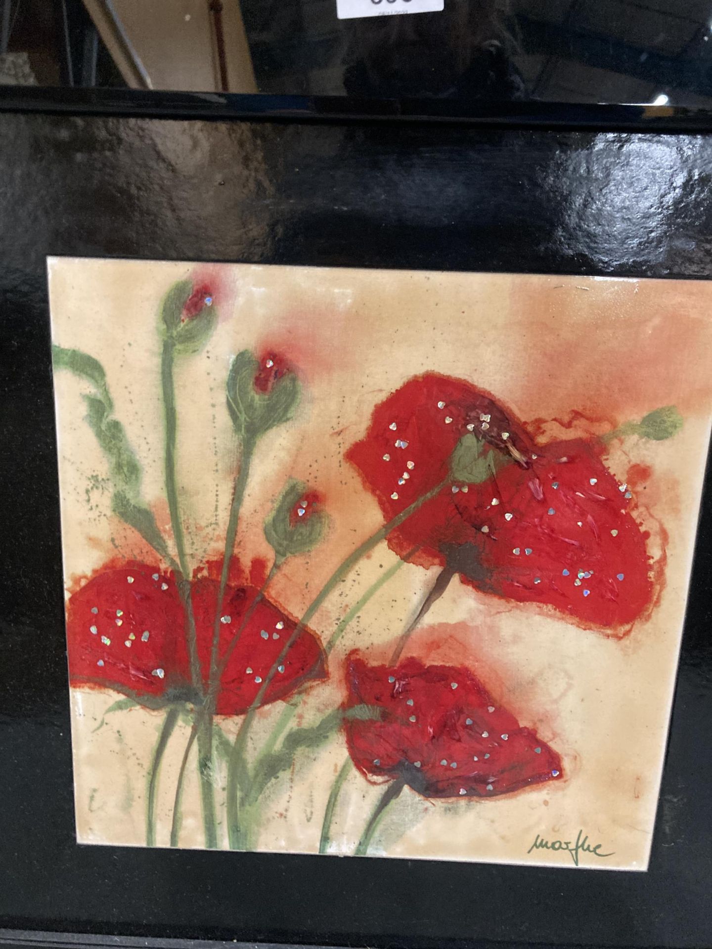 AN IMAGE OF POPPIES IN A BLACK FRAME, 55CM X 55CM - Bild 2 aus 3