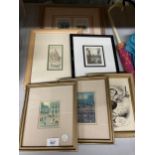 SIX SMALL FRAMED PRINTS VINTAGE SCENES, ETC