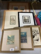 SIX SMALL FRAMED PRINTS VINTAGE SCENES, ETC