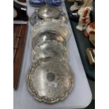 SIX SILVER PLATED TRAYS