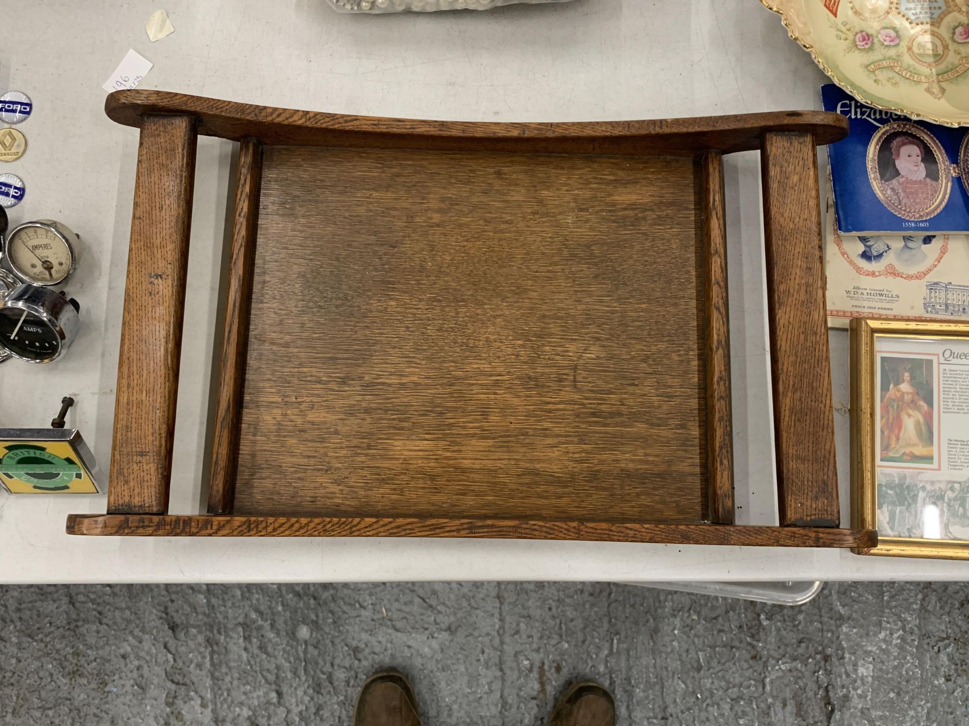 A VINTAGE OAK TRAY