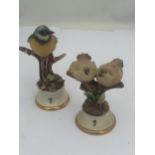 TWO CAPODIMONTE ITALIAN MATT CERAMIC BIRD FIGURES