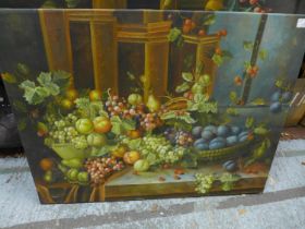 TWO LATE 20TH CENTURY OILS ON CANVAS, PAINTINGS OF FRUIT, 76 X 101CM AND 91 X 101CM