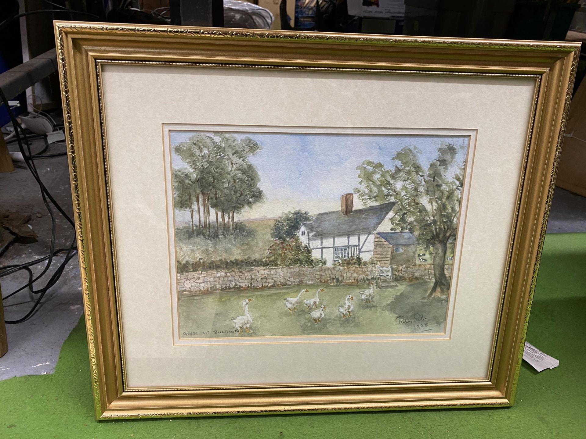 TWO GILT FRAMED WATERCOLOURS OF FARM / COUNTRY SCENES, BOTH SIGNED RUBY SUTTON, DATED 1998 - Image 3 of 4