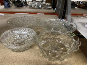 FOUR VINTAGE GLASS BOWLS