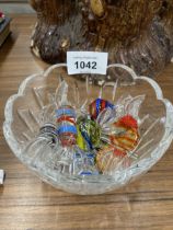 A GLASS BOWL OF VINTAGE ITALIAN ART GLASS SWEETS