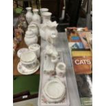 A LARGE COLLECTION OF AYNSLEY CHINA TO INCLUDE VASES, A MANTLE CLOCK, POTS, TRINKET BOXES, ETC
