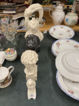FOUR VINTAGE STYLE BUSTS AND SCULPTURES