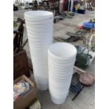 A LARGE QUANTITY OF WHITE PLASTIC BUCKETS