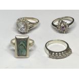 FOUR ASSORTED SILVER RINGS