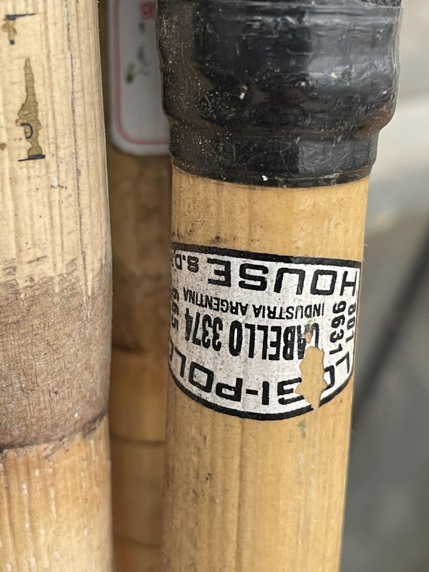 SIX VINTAGE WOODEN POLO STICKS AND TWO POLO HELMETS - Image 4 of 4