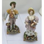 A PAIR OF CAPODIMONTE ITALIAN FIGURES OF A BOY AND GIRL, NUMBERED 2034 & 2035 ON GILT METAL BASES
