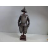 A MINIATURE REPLICA SUIT OF 17TH CENTURY ARMOUR ON A WOODEN STAND, HEIGHT 56CM