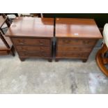 A PAIR OF MAHOGANY CHESTS OF THREE DRAWERS, 20" WIDE EACH