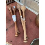 TWO PAIRS OF MID CENTURY WOODEN JUGGLING CLUBS