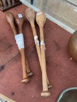 TWO PAIRS OF MID CENTURY WOODEN JUGGLING CLUBS