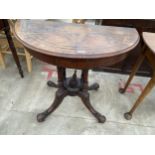 A VICTORIAN WALNUT AND INLAID FOLD OVER GAMES TABLE