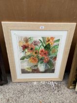 A FRAMED STILL LIFE WATERCOLOUR SIGNED CM53, 32 X 29"