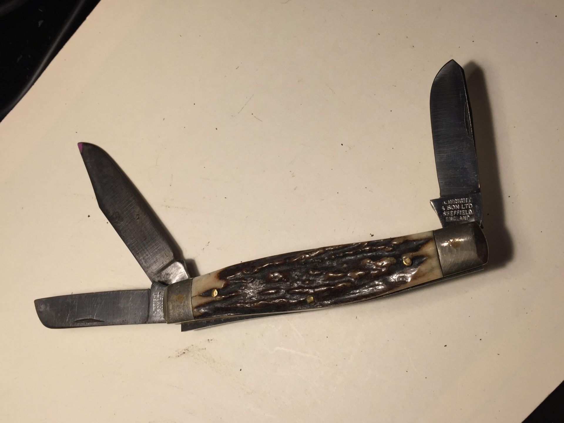 AN A WRIGHT AND SON LTD SHEFFIELD BONE HANDLED PEN KNIFE