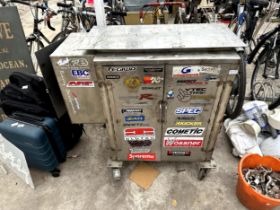 A STAINLESS STEEL WORKSHOP TROLLEY TOOL BOX