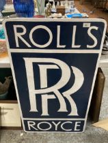 A LARGE CAST METAL ROLLS ROYCE SIGN