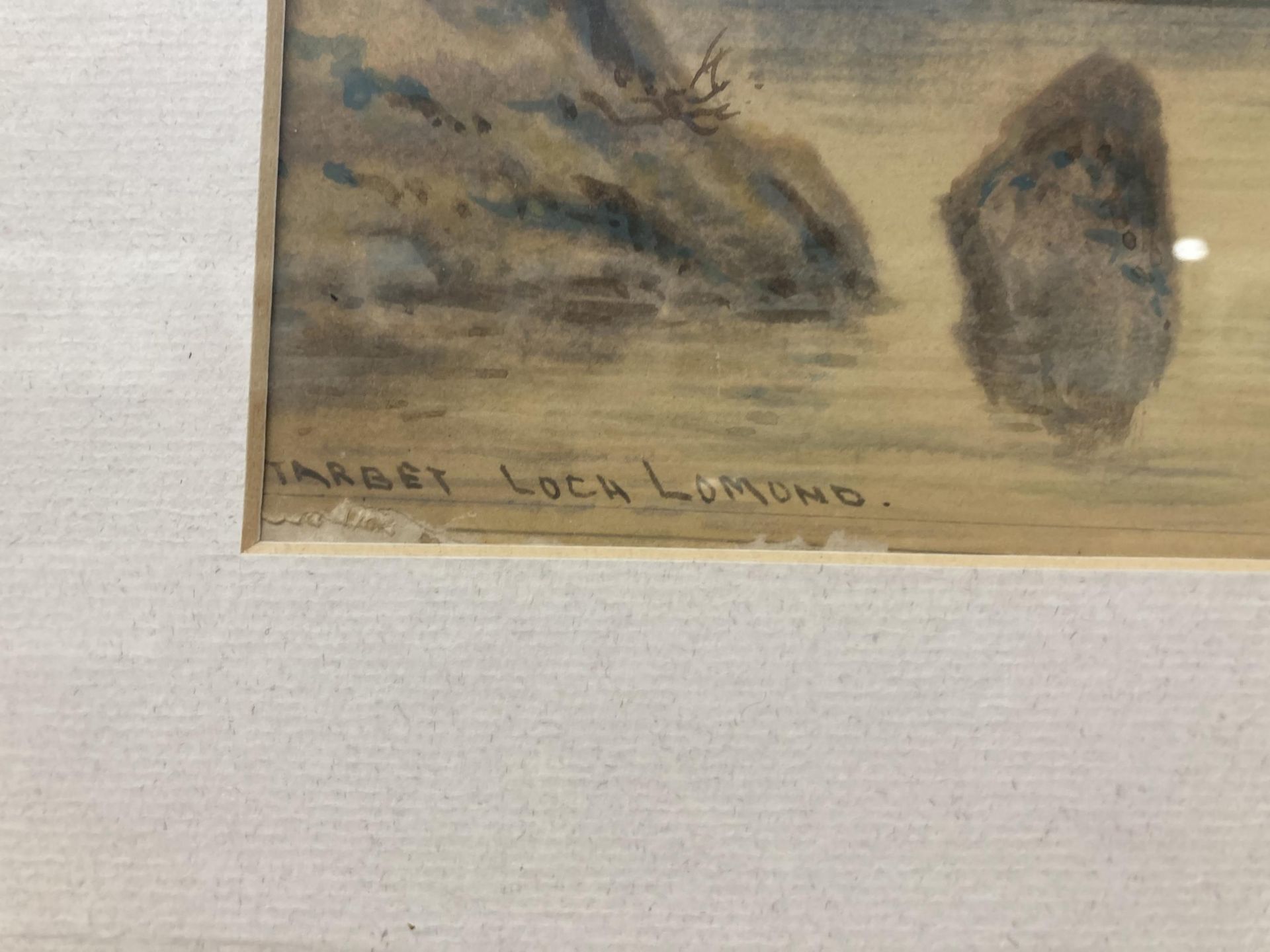 A W.H MULLER GILT FRAMED WATERCOLOUR OF TARBET, LOCH LOMOND, SIGNED AND TITLED - Image 2 of 3