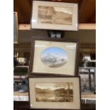 A GROUP OF THREE FRAMED PRINTS OF LANDSCAPE SCENES