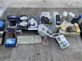 AN ASSORTMENT OF ITEMS TO INCLUDE LAPTOPS, KEYBOARDS AND COMPUTER TOWERS ETC