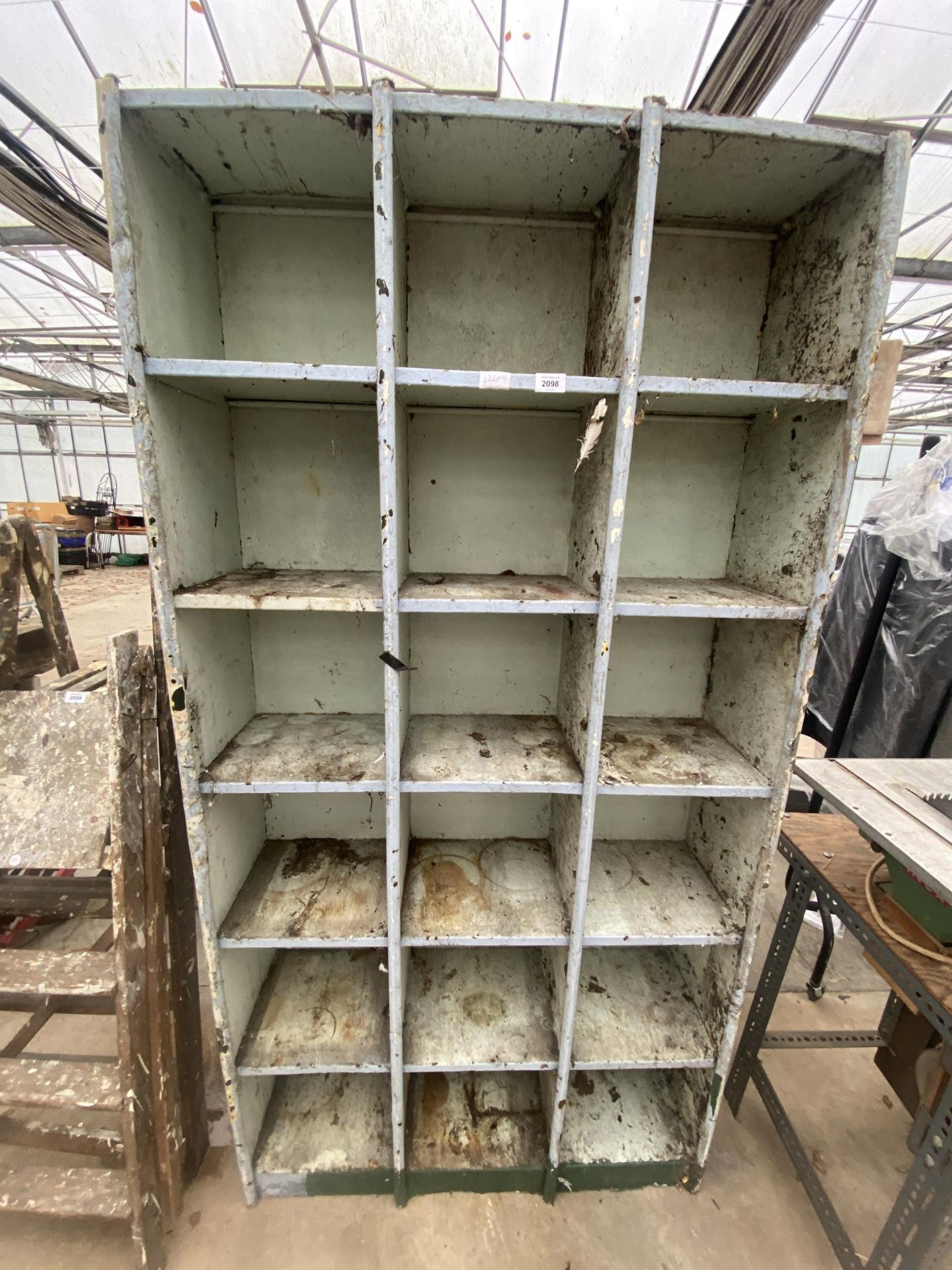 AN 18 SECTION METAL PIGEON HOLE STORAGE UNIT - Image 2 of 2