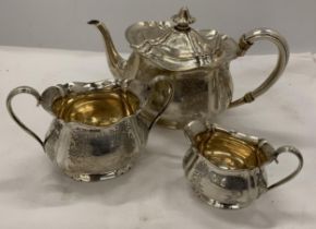 AN EDWARD VII 1907 SILVER HALLMARKED SHEFFIELD THREE PIECE TEA SET, MAKER ATKIN BROTHERS, GROSS