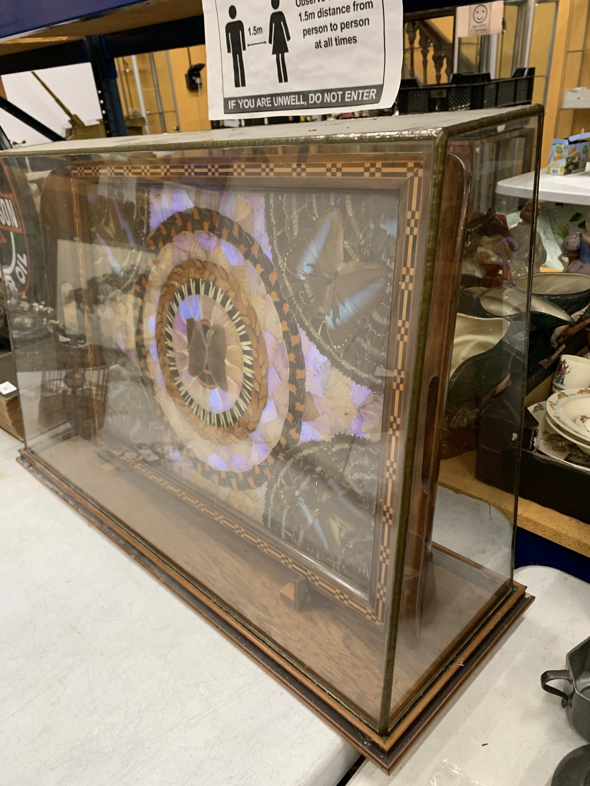 A 1920'S, BRAZILIAN, ART DECO MAHOGANY BUTTERFLY DRINKS TRAY WITH INLAID MARQUETRY BORDER, IN - Image 2 of 4