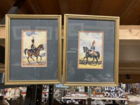 TWO GILT FRAMED CAVALRY STITCHED PICTURES