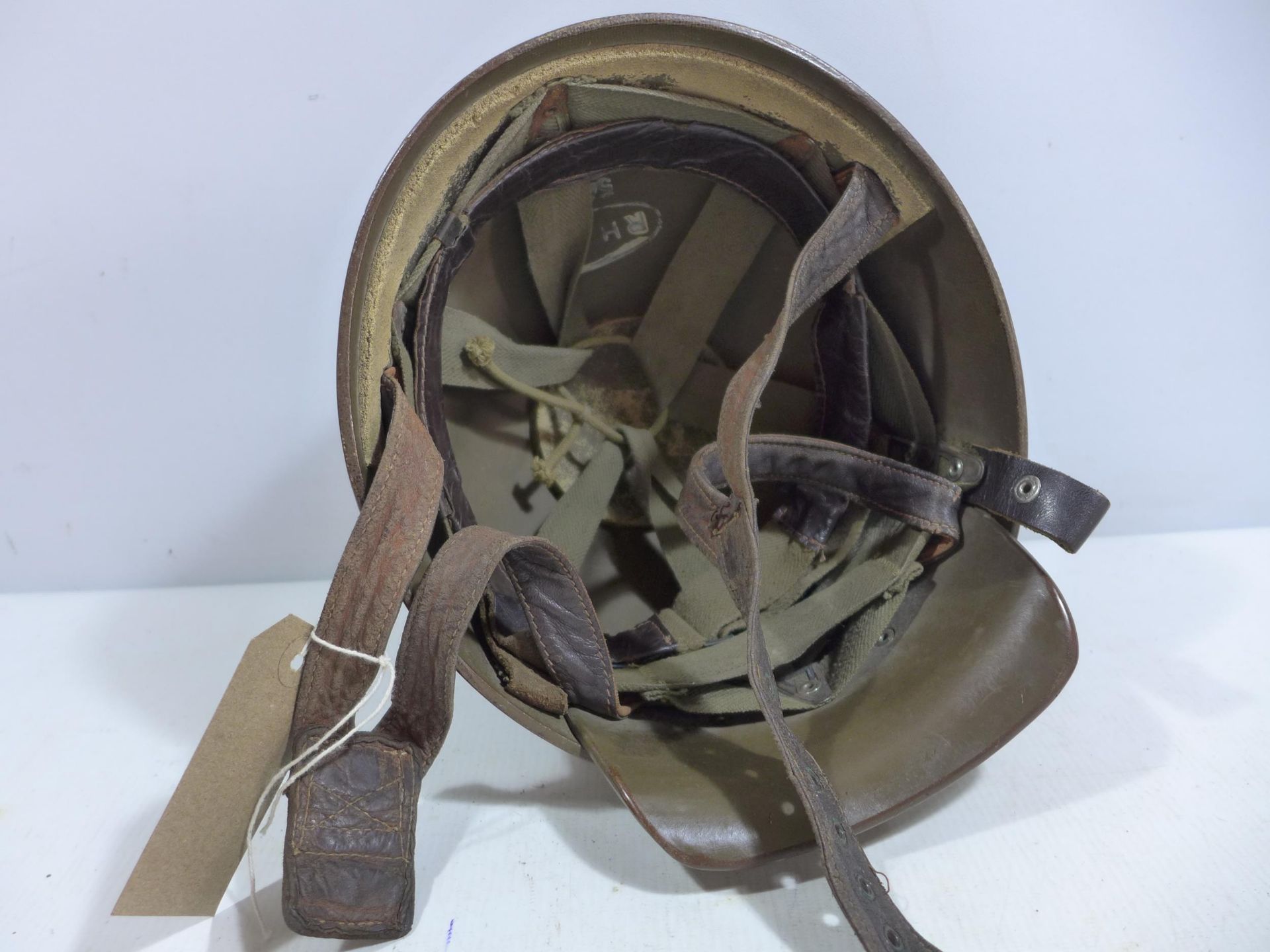 A MILITARY HELMET AND LINER, INSIDE MARKED RH OF CO 54C - Image 4 of 5