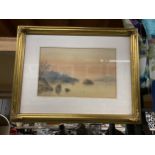 A W.H MULLER GILT FRAMED WATERCOLOUR OF TARBET, LOCH LOMOND, SIGNED AND TITLED