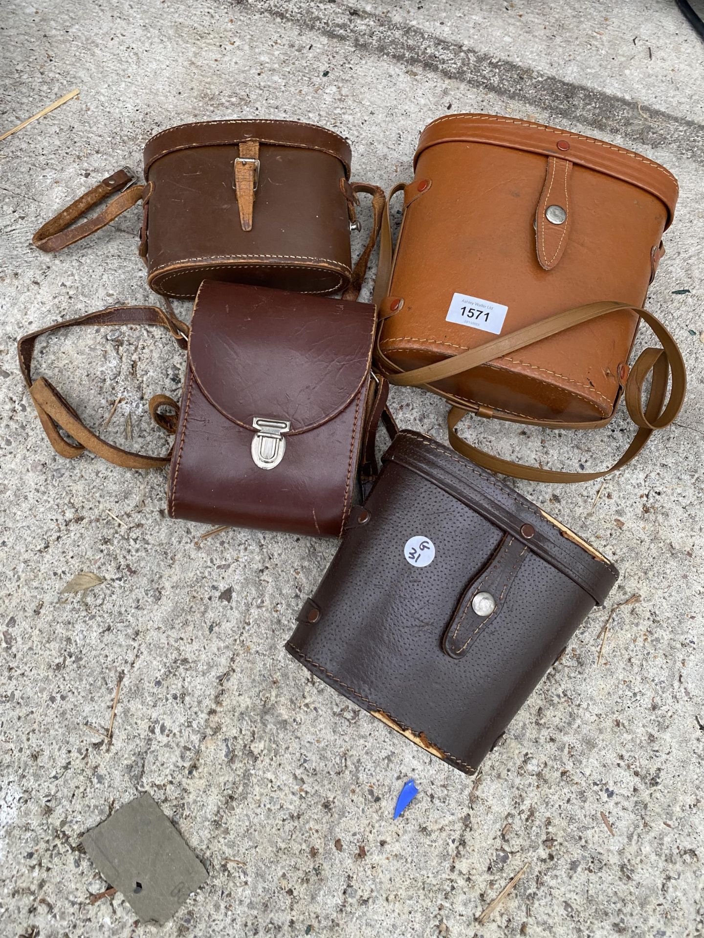 FOUR VINTAGE BINOCULAR CASES