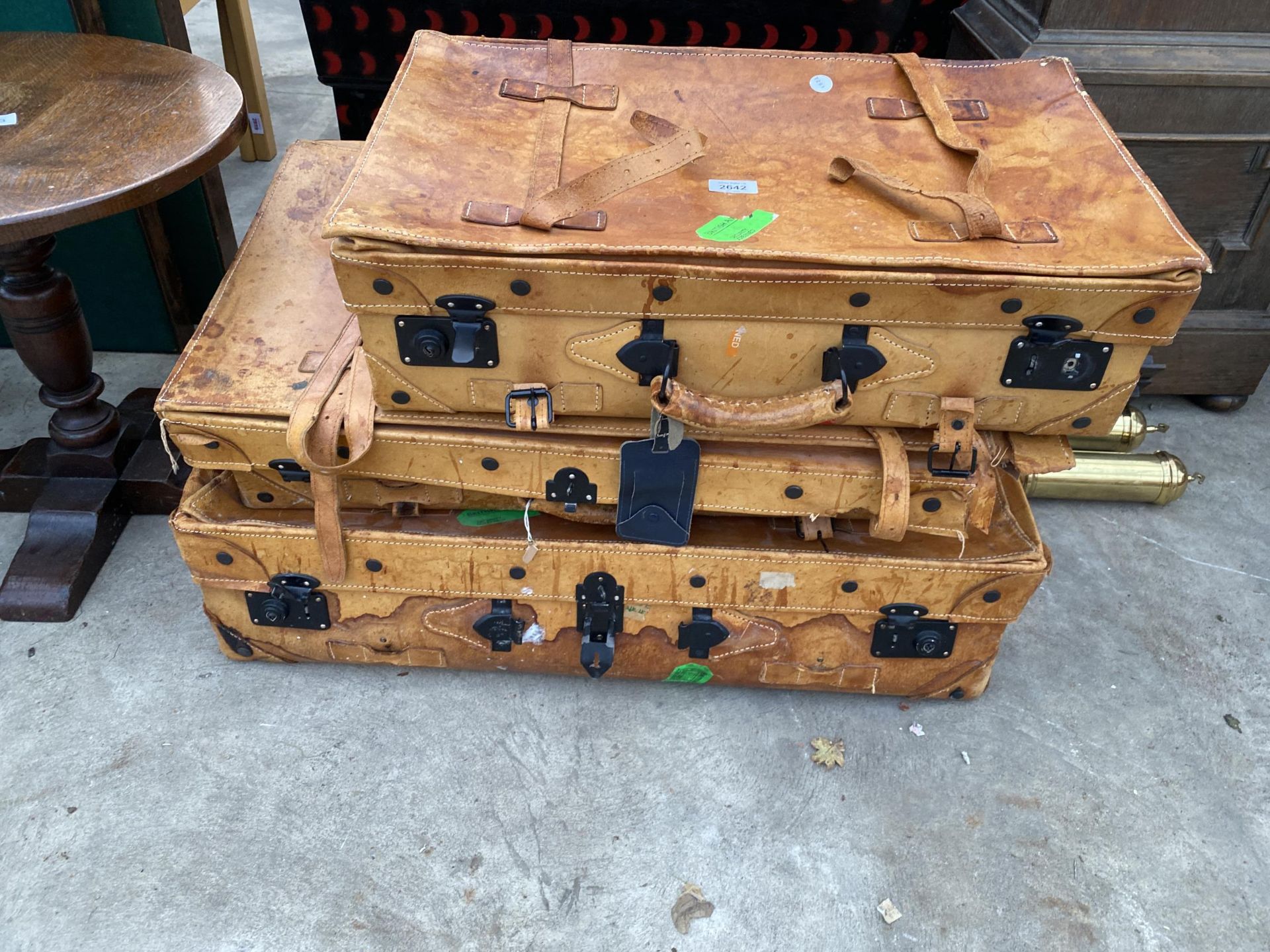 THREE GIOVANNI LEATHER SUITCASES