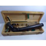 A BOXED W.OTTWAY AND A POWER SEVEN GUNSIGHT FOR HIGH ANGLE GUN, PATT G.350 DATED 1944, LENGTH 62CM