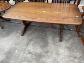 AN ELM ERCOL REFECTORY STYLE COFFEE TABLE, 51 X 27"