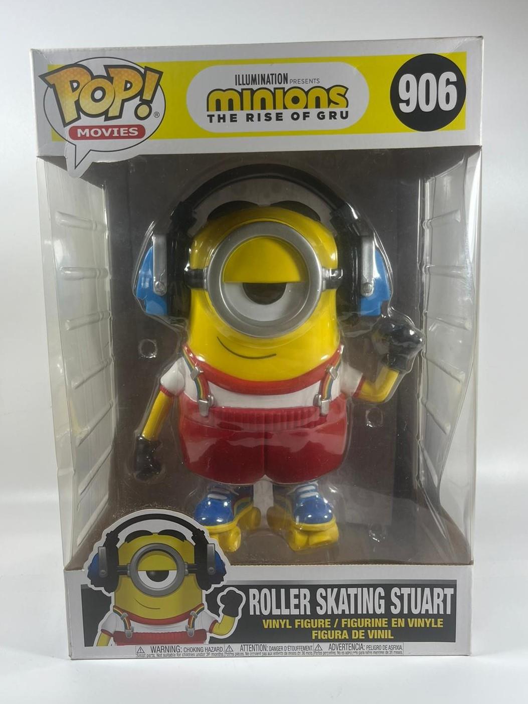 A LARGE FUNKO POP MOVIES 10" 906 MINIONS THE RISE OF GRU ROLLER SKATING STUART VINYL BOXED FIGURE