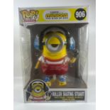 A LARGE FUNKO POP MOVIES 10" 906 MINIONS THE RISE OF GRU ROLLER SKATING STUART VINYL BOXED FIGURE