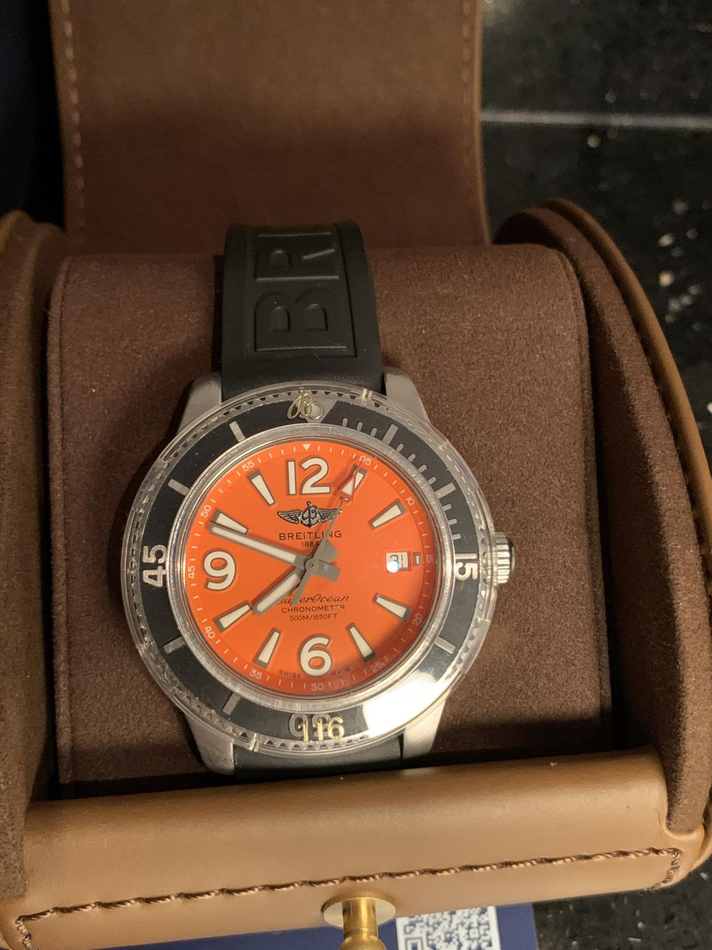 A BREITLING SUPEROCEAN AUTOMATIC 42 SERIAL NUMBER 6233918 WRIST WATCH WITH ORIGINAL BOX, CARD AND - Image 2 of 8